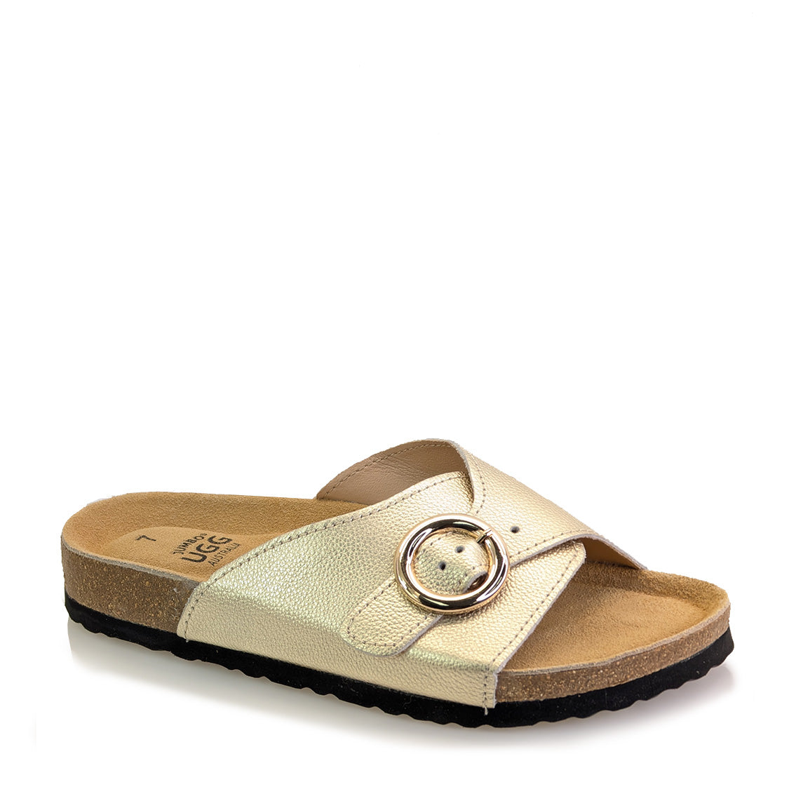 Marina Sandal Nude – nude toe-strap sandal with gold buckle