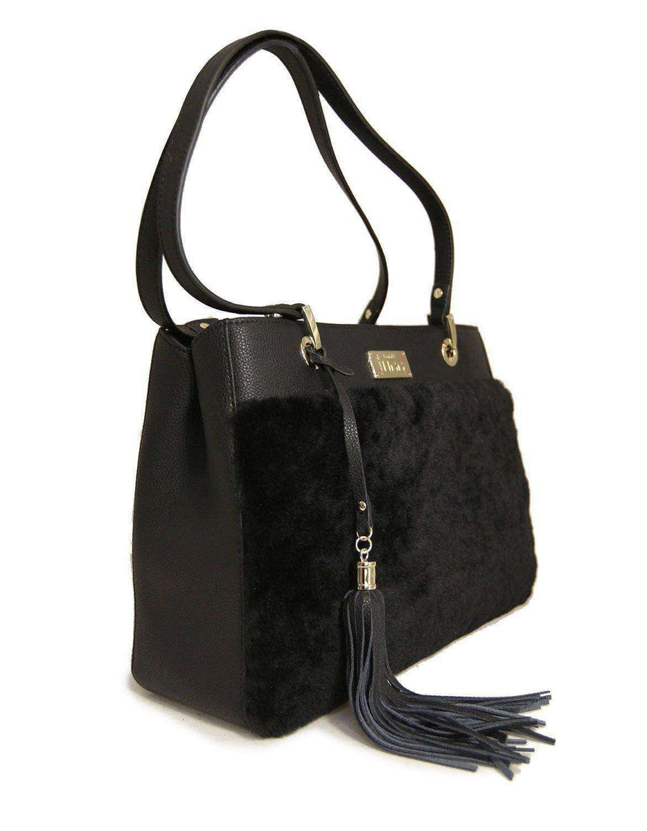 River island black chain handle pom pom tote bag hot sale