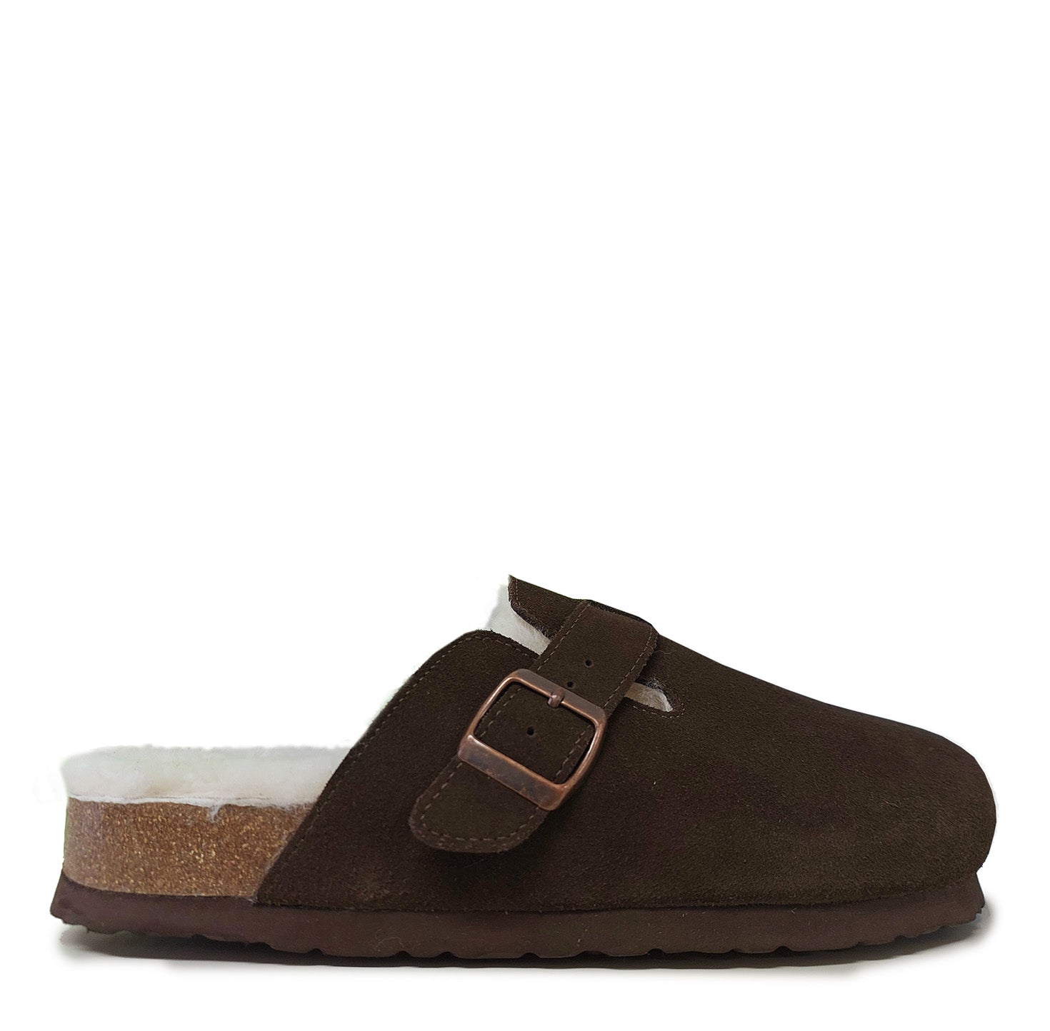 Billie Slip-On Chestnut – suede casual slip-on sandal