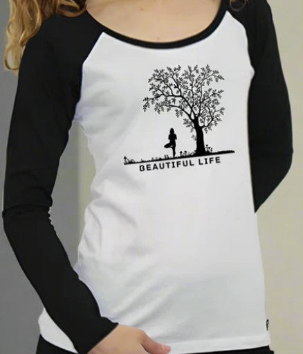 Women's Organic Cotton Beautiful Life Long Sleeve Tshirt