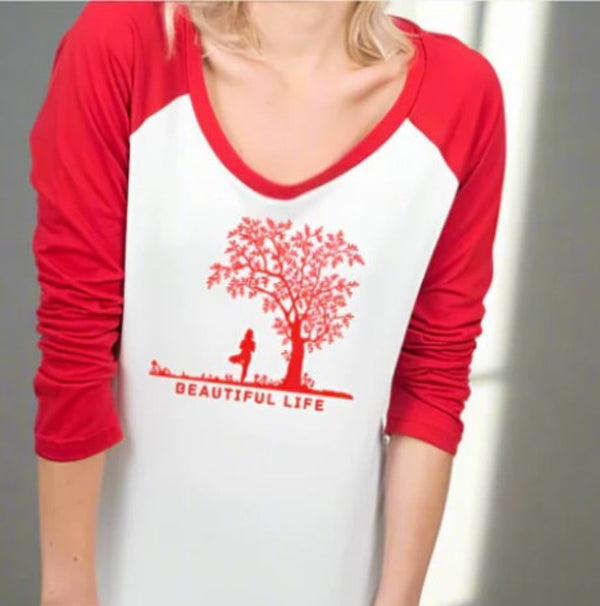 Women's Organic Cotton Beautiful Life Long Sleeve Tshirt