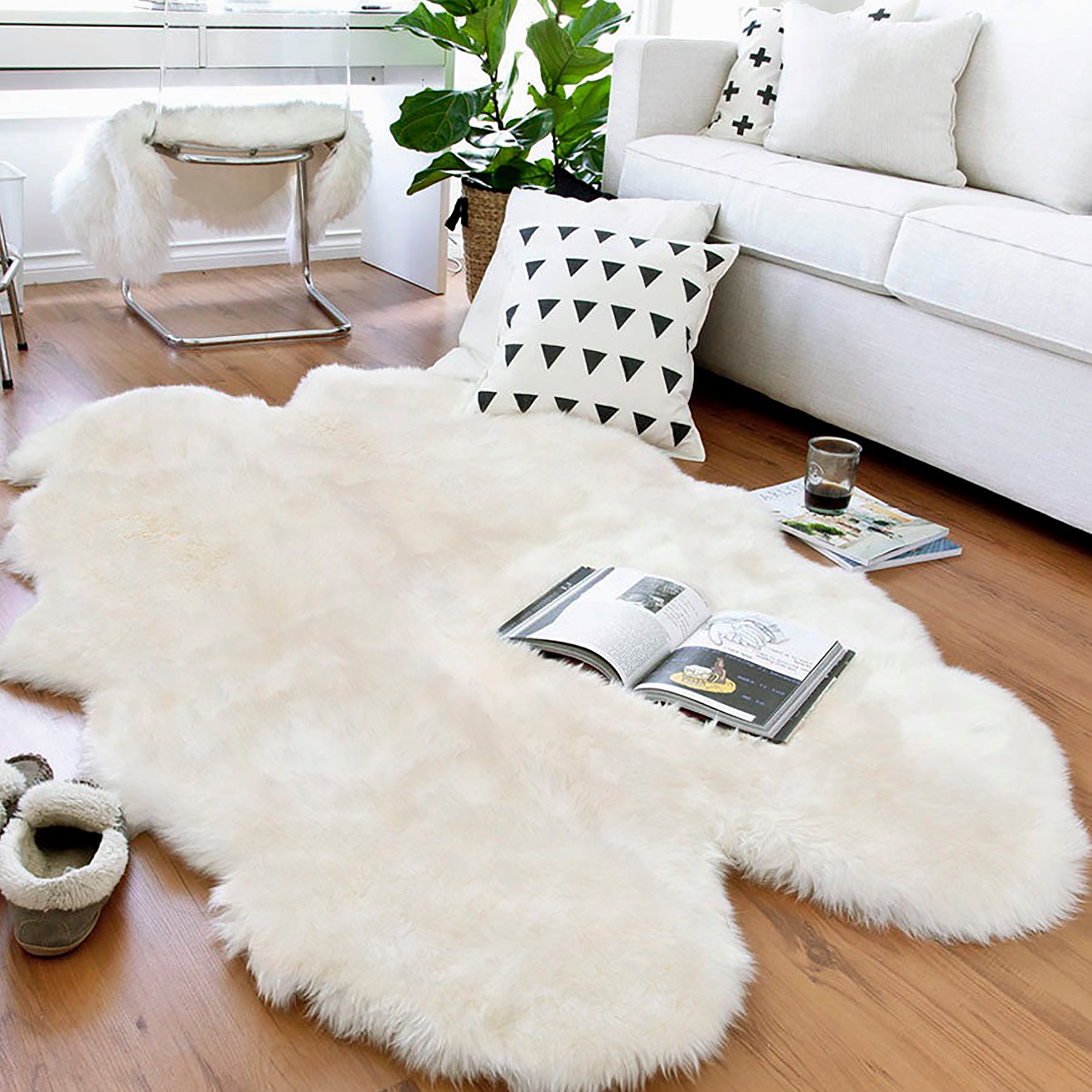 Quad Long Wool Sheepskin Rug
