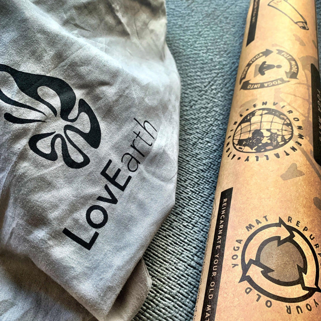 LOVEARTH CHARCOAL YOGA MAT WITH BAG.